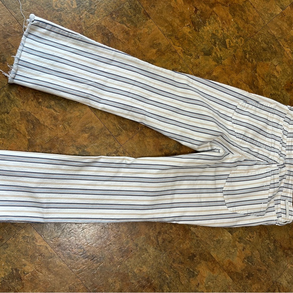 Pilcro and the Letterpress for Anthropologie Cropped Blue and Tan Striped Jeans - Picture 6 of 8